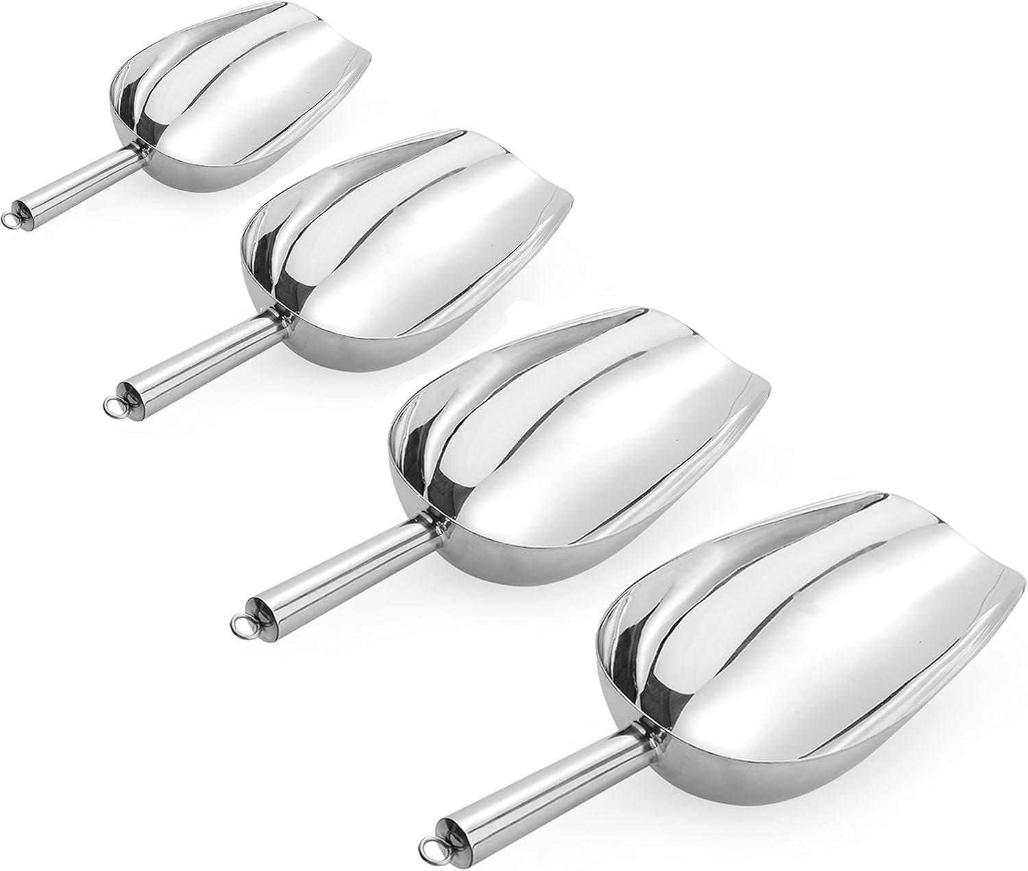4er-pack Edelstahl-schaufeln – 237 Ml + 355 Ml + 473 Ml + 710 Ml – Robust – Spülmaschinenfest – Ideal Zum Portionieren Von Süßigkeiten, Popcorn Und Mehl