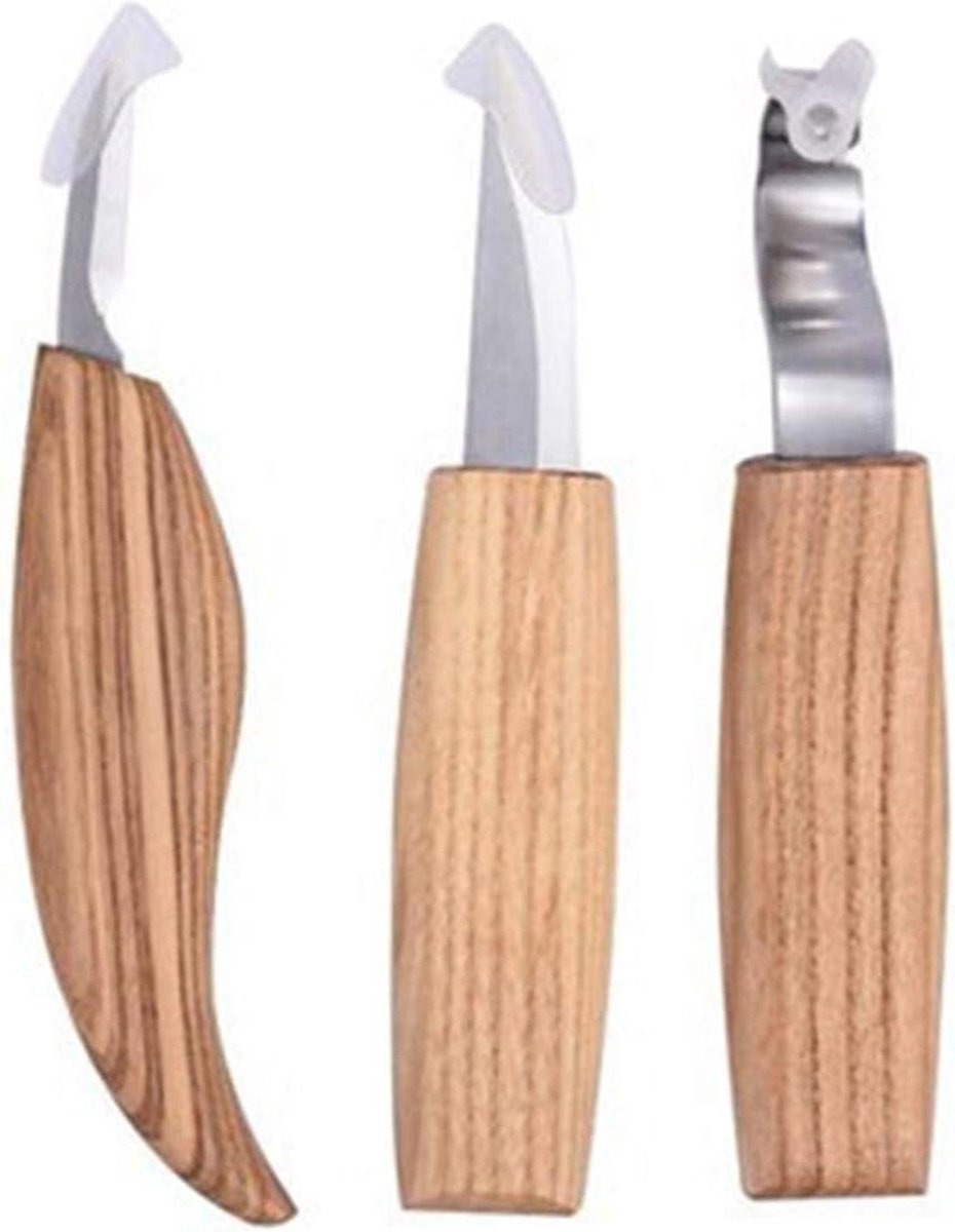3-in-1 Schnitzwerkzeug-set – Holzschnitzhakenmesser – Schälmesser – Detailschnitzmesser