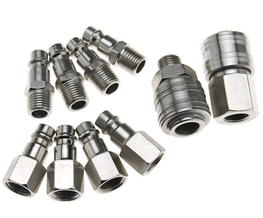 10-teiliges Set Mit Druckluftkupplungen Im Euro-stil Für Kompressoren, 1/4-zoll-bsp-kupplungen, Gewindeschlauchanschluss