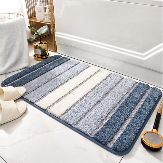Mikrofaser-badematte – Luxus-serie – Badteppich – Super Saugfähig – Schnelltrocknend – Rutschfeste Tpr-rückseite – Weiche Duschmatte – 50 X 80 Cm – Blau