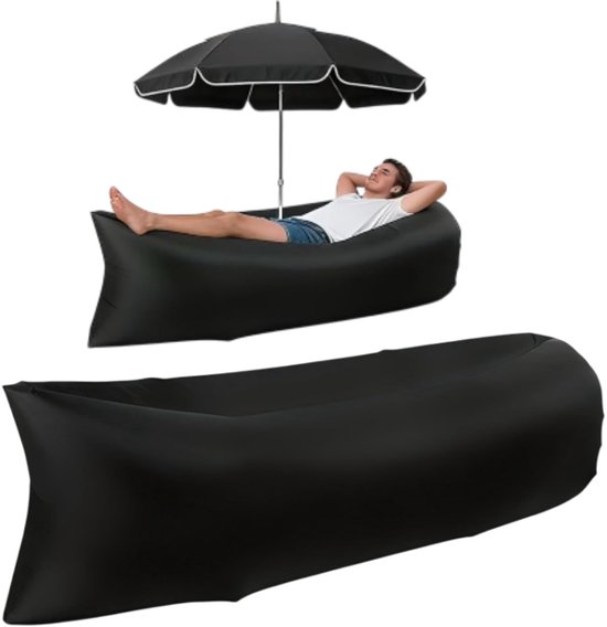 Aufblasbarer Sitzsack (1,4 M), Tragbar, Faltbar, Für Camping Und Outdoor-aktivitäten, Schwarz