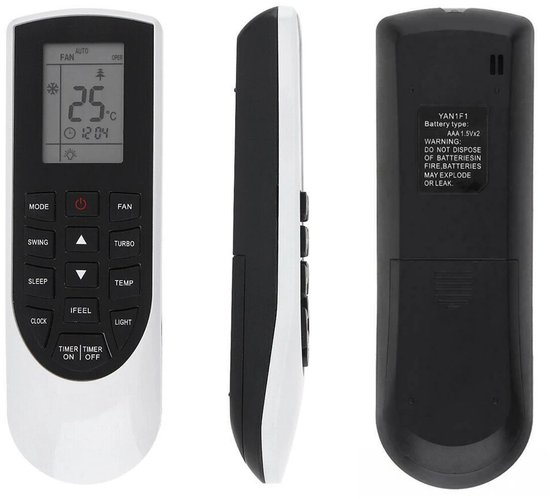 Infrarot-fernbedienung, Geeignet Für Klimaanlagen, Kompatibel Mit Vir09hp230v1ah, Yan1f1, Yan1f1f Und Yan1f6.
