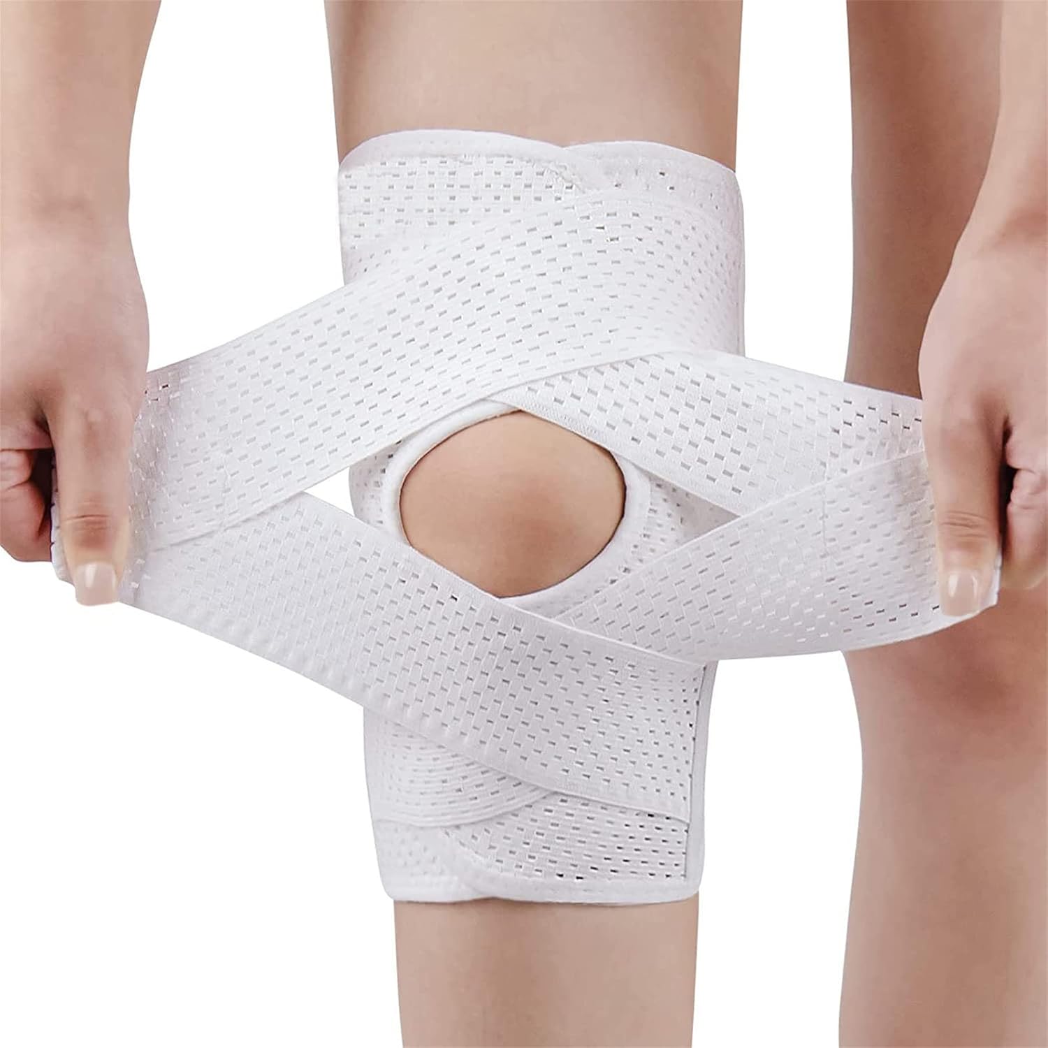 L-förmige Knieorthese Mit Seitlichem Stabilisator - Zur Rehabilitation Nach Arthritisverletzungen, Verstellbare Knieorthese Für Damen Und Herren, Weiß, Größe L (für 110-140 Catties)