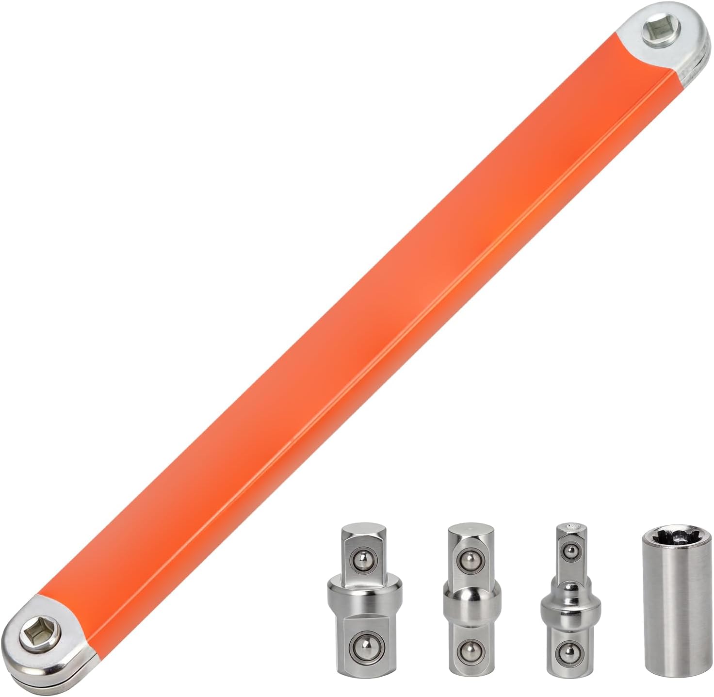 Versetzter Verlängerungsschlüssel, Teleskopset Mit 1/2", 1/4"- Und 3/8"-adaptern, Universell Einsetzbar Für Schlagschrauber, Orange