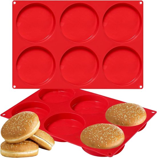 Silikon-backformen Für Speckbrötchen Und Hamburgerbrötchen, 6 Mulden À 10 Cm Durchmesser, 33 X 222 X 2 Cm, 2er-pack, Yorkshire-pudding-backform