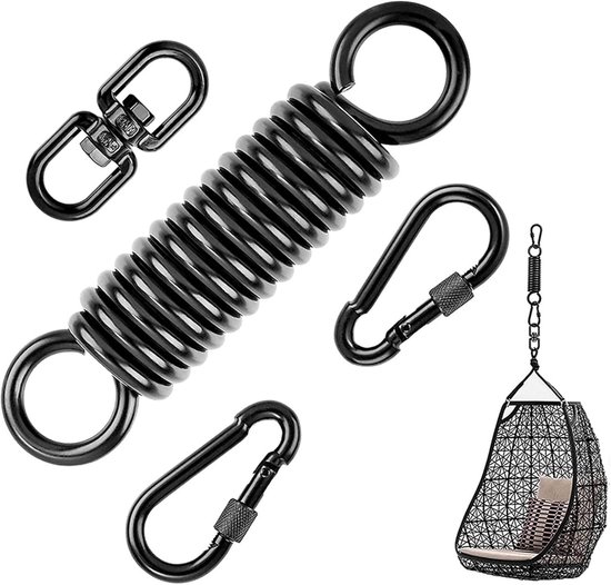 Hängematten-aufhängungsset, Drehbarer Federhängesessel, Max. Belastung 250 Kg, Stahlzugfedern, Karabiner Und Drehmechanismus