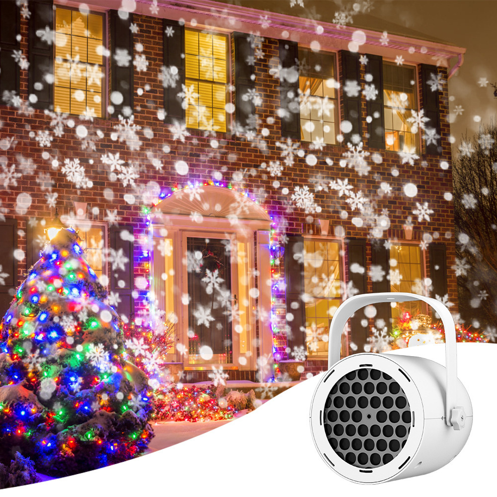 Weihnachtsprojektorlampe, Usb-betriebene Projektorlampe, Dekoratives Licht, Weiß, Schneeflockenmuster