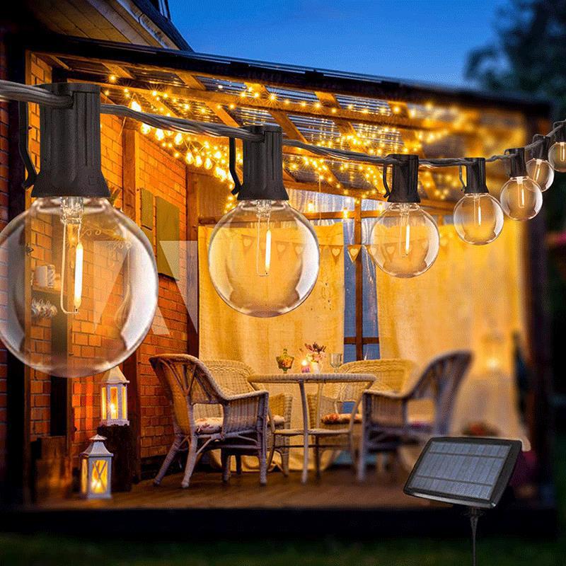 Außenbeleuchtung, Weihnachtsbeleuchtung, Gartenbeleuchtung, G40 Lichterkette, 7,6 Meter Lang, 25 Leds (220v Kunststoff).