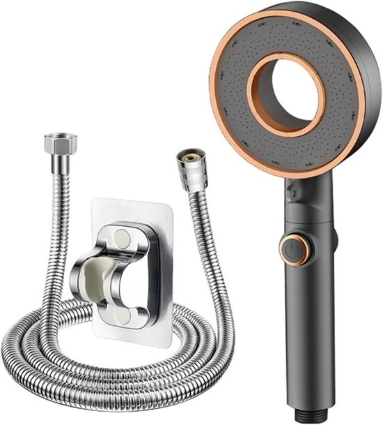 3-stufiges Hochdruck-handbrause-set Mit 1,5 M Schlauch, Filter Und Wandhalterung (grau, 20 X 10 Cm)