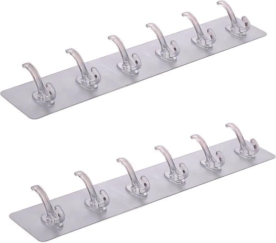 6-in-1 Handtuchhaken, Transparent – 2er-pack – Selbstklebende Haken Für Haus, Garten Und/oder Küche