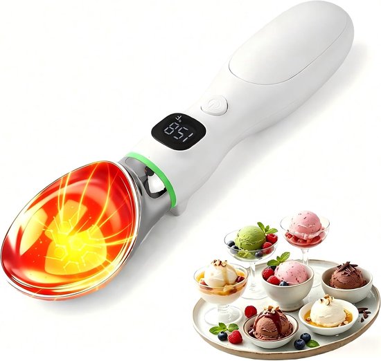 Wiederaufladbarer, Beheizbarer Eisportionierer, Elektrischer Heizlöffel Mit Led-anzeige/ip67 Wasserdicht, Einstellbare Temperatur Bis Zu 70 °c, Geeignet Für Eiscreme