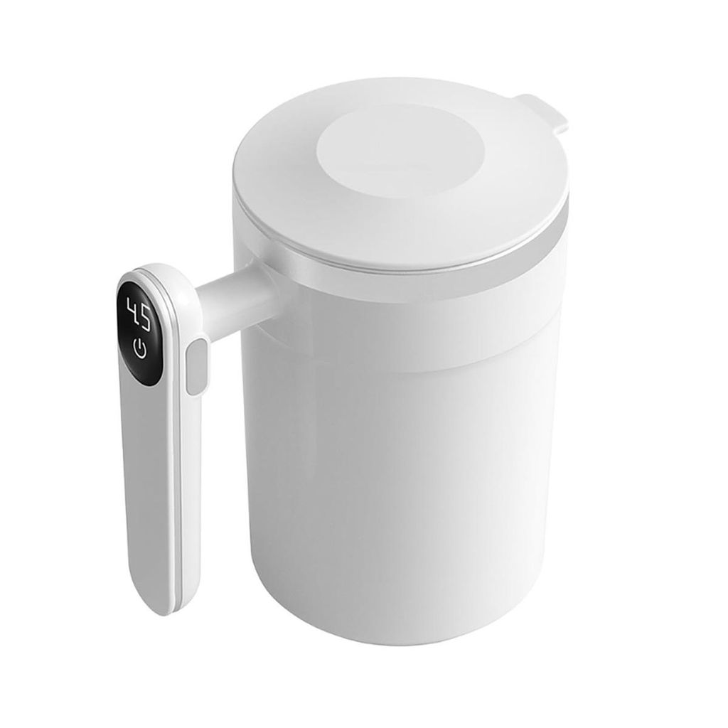 400 Ml Magnetischer, Automatischer Kaffeebecher Mit Temperaturanzeige, Wiederaufladbarer Smart-becher, Mit Deckel – Weiß
