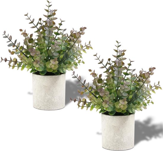 Künstliches Pflanzenset – Dekorative Pflanzen – Innendekoration – Pflegeleichtes Grün – 2er-pack – Lila