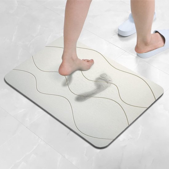 Rutschfeste Badematte – 40 X 60 Cm – Schnelltrocknend – Super Saugfähig – Dunkelgraues Wellenmuster