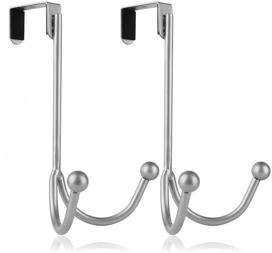 Doppeltürhaken – Hintertürhaken – Platzsparend – Mit Kratzfester Polsterung – 2er-pack – Silber