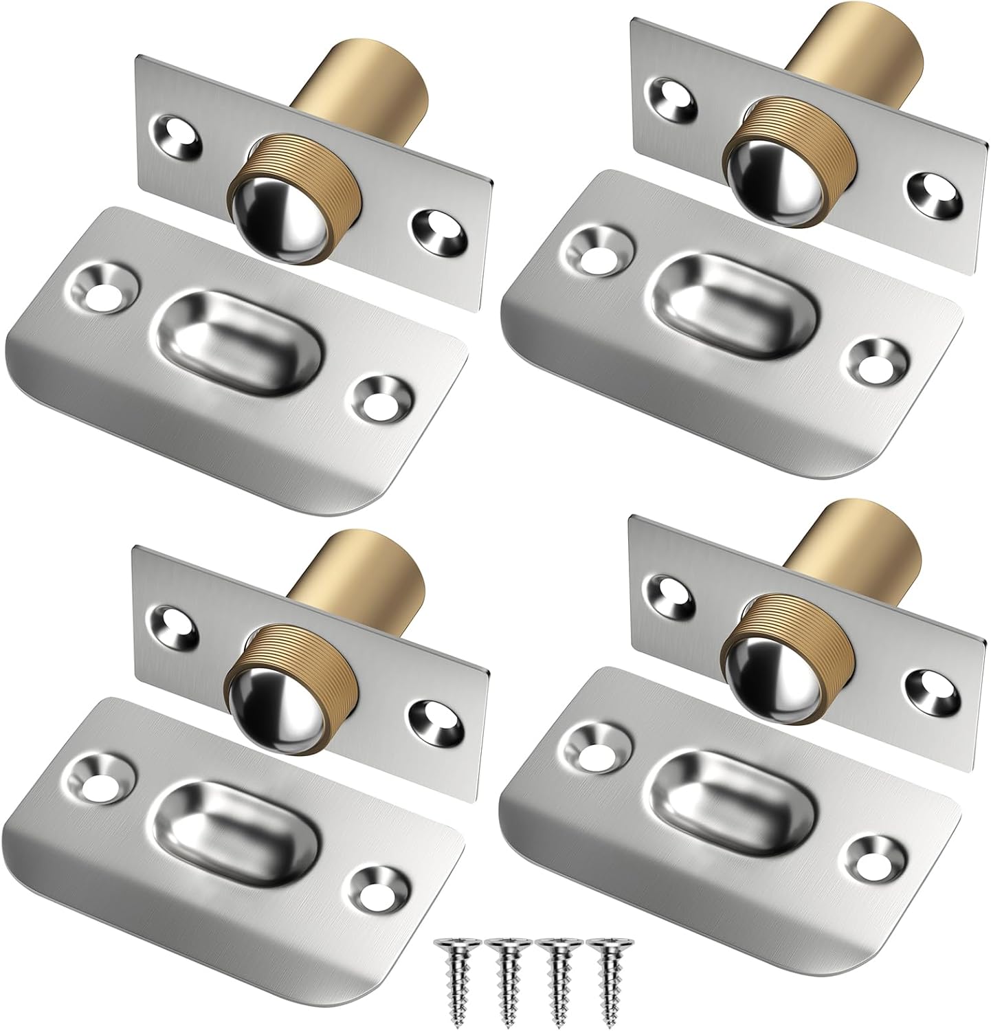 4-teiliger Verstellbarer Kugelrollen-türverschluss - Innenliegender, Eingelassener, Kugelförmiger Türstopper (silber)
