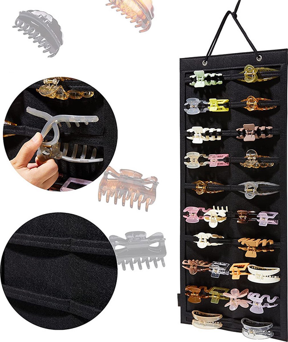 Schwarzer Hänge-haarspangen-organizer (1 Stück), Schwarz, 1 Stück, Aufbewahrungsmöglichkeit Für Haarspangen Für Frauen Und Mädchen, Haarspangenhalter Zur Wandmontage