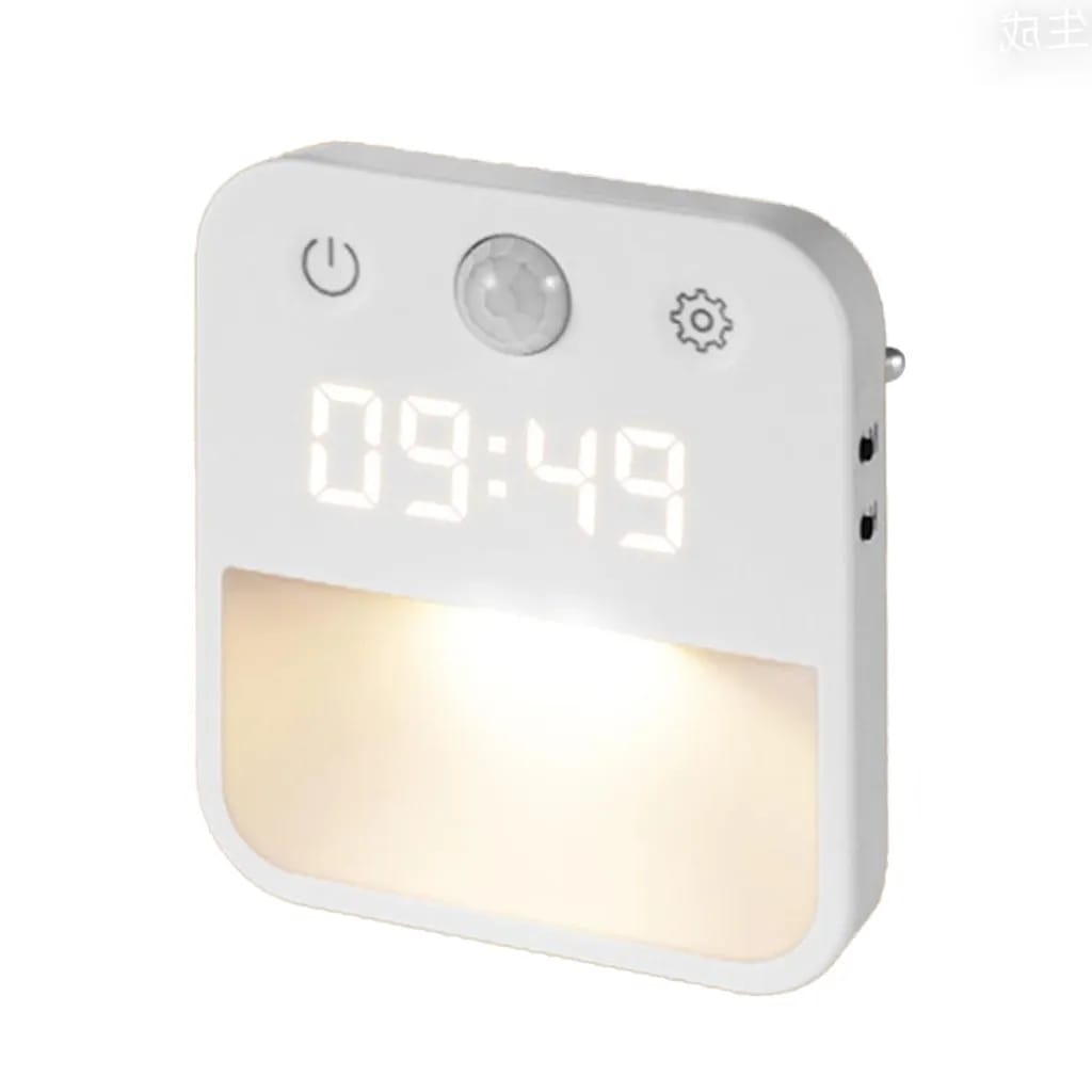 Led-nachtlicht, Zum Einstecken, Mit Bewegungssensor Und Uhr, 3 Farbtemperaturen, Dimmbar, Geeignet Für Treppenhäuser, Schlafzimmer Und Flure.