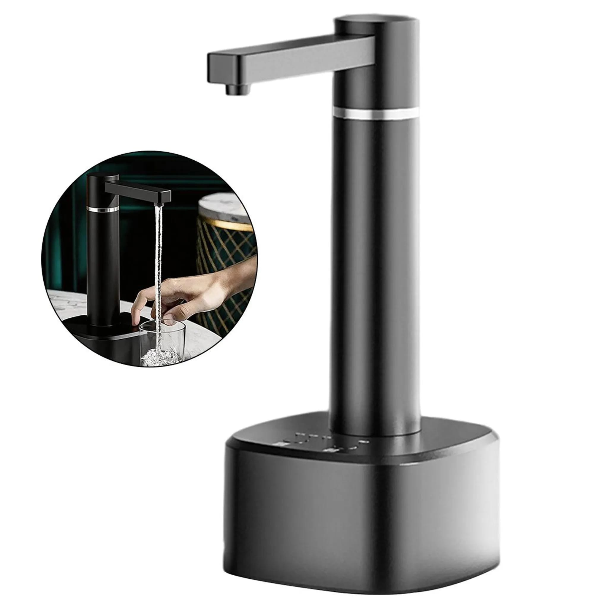 Automatische Wasserpumpe – 3 Modi, Drehbare, Verstellbare Pumpe, Wiederaufladbarer Universal-wasserspender, Einfache Bedienung – Schwarz