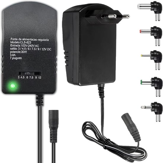 Universeller 12v-netzadapter Mit 6 Austauschbaren Steckdosen, Geeignet Für 3-12v Dc Universal-netzteile.