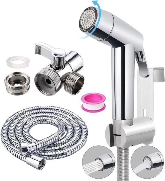 Baby-feuchttücher-sprühset Aus Verchromtem Abs-material, Mit Wasserhahnanschluss Und Haken, Kann An Der Toilette Oder An Der Wand Montiert Werden.