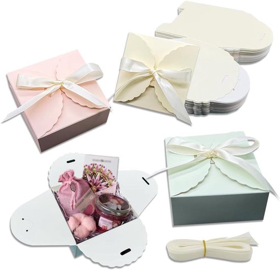 30er-packung Kleine Geschenkboxen Mit Schleifen – 9 X 9 X 5 Cm – Kartonboxen Für Selbstgemachte Geschenke – Für Hochzeiten, Geburtstage