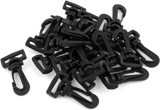 Kunststoff-karabiner Mit Drehgelenk, 20er-pack – Schwarze Karabiner, 20 Mm – 20er-pack – Robuste Kunststoff-karabiner Für Alle Arten Von Taschen – 20er-pack