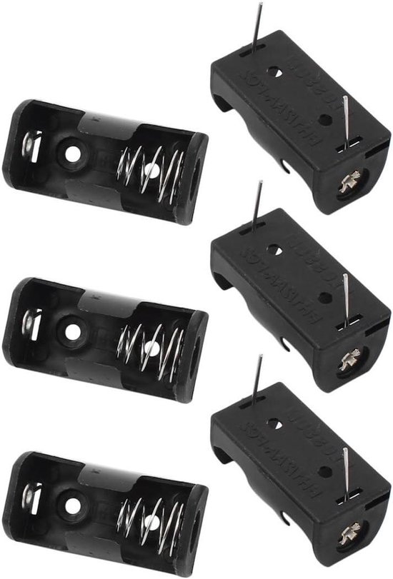 Allecto Plus – Kunststoffschale Für 1/2 Aa-knopfzellenbatterie – Gehäusehalterung Schwarz – 6er-set
