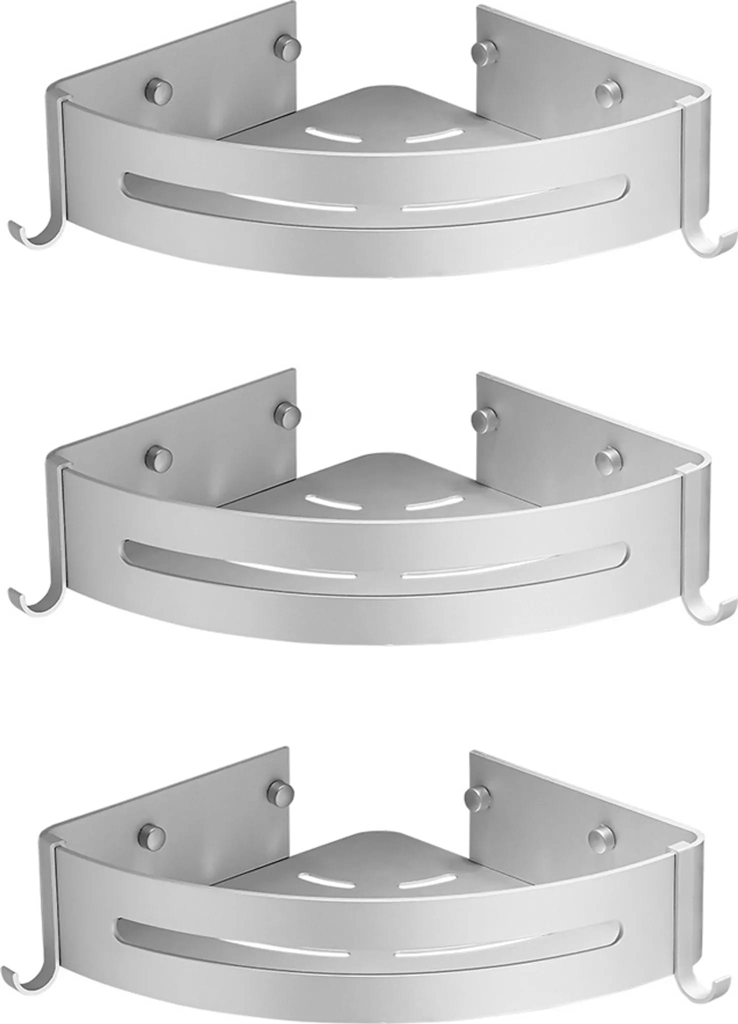 Dreistöckiges Silbernes Eckregal Fürs Badezimmer, Stativ-aufbewahrungsregal, Duschablage, Seifenkorb, Badezimmer-stativ Aus Aluminium.