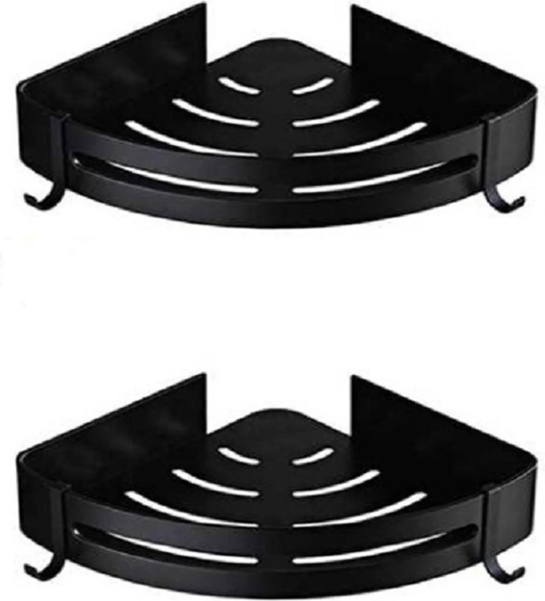 Doppellagiges Schwarzes Eckregal Fürs Badezimmer, Dreieckiges Regal, Duschablage, Seifenkorb, Dreieckiges Badezimmerregal, Aus Aluminium.
