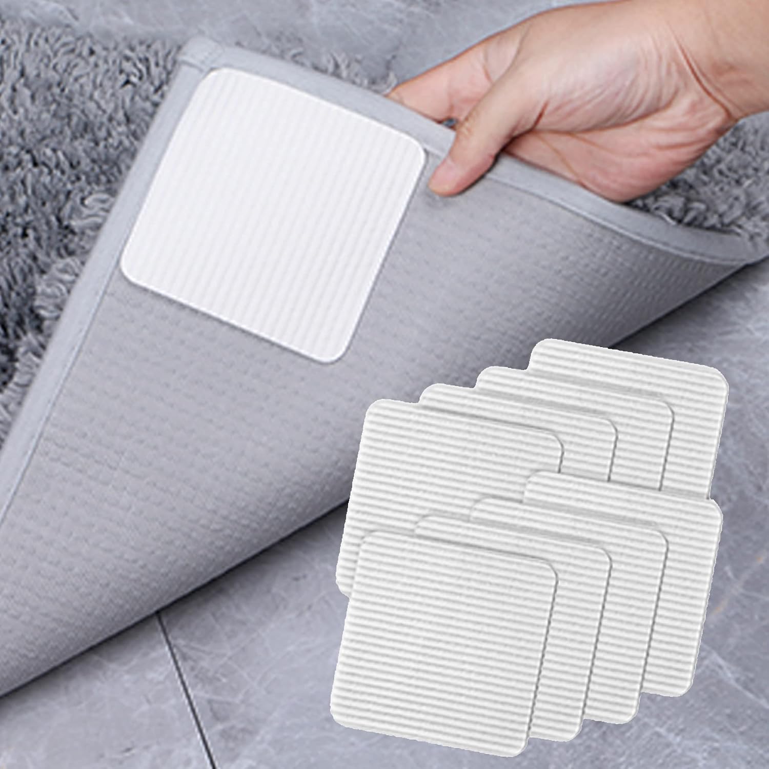 Rutschfeste Teppichstopper Für Holzböden, Bodenkissenstopper, Verhindern Das Verrutschen Von Matten Auf Fliesenböden, Vacuum Tech Teppichstopper 10 X 10 Cm