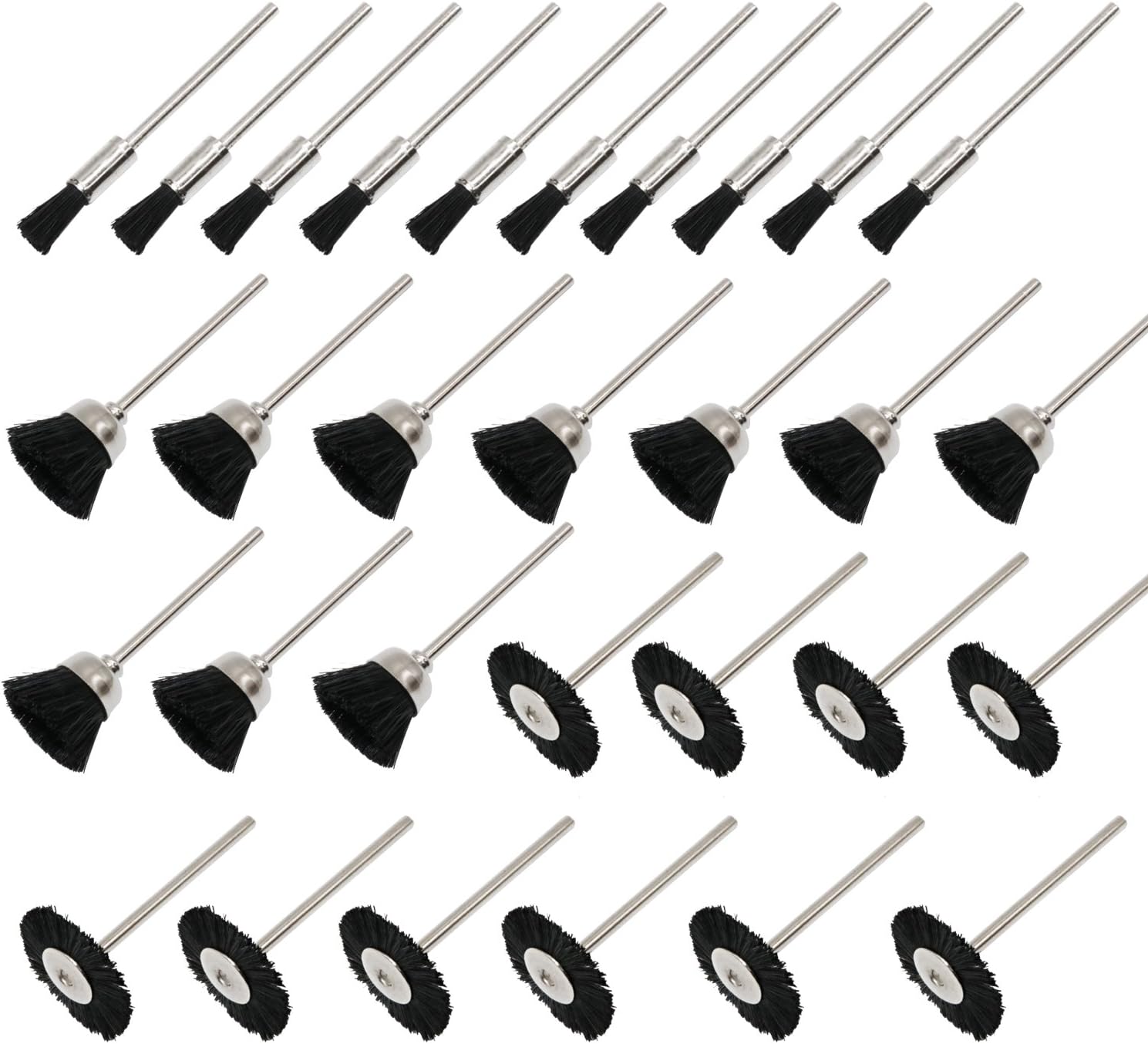 Ein Set Aus 30 Weichen Nylon-metallborsten-polierbürsten, Geeignet Für Rotationsbohrer.