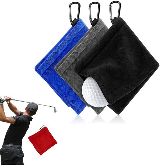 4-teiliges Tragbares Golfball-reinigungsset Aus Mikrofasertüchern Mit Karabinerhaken