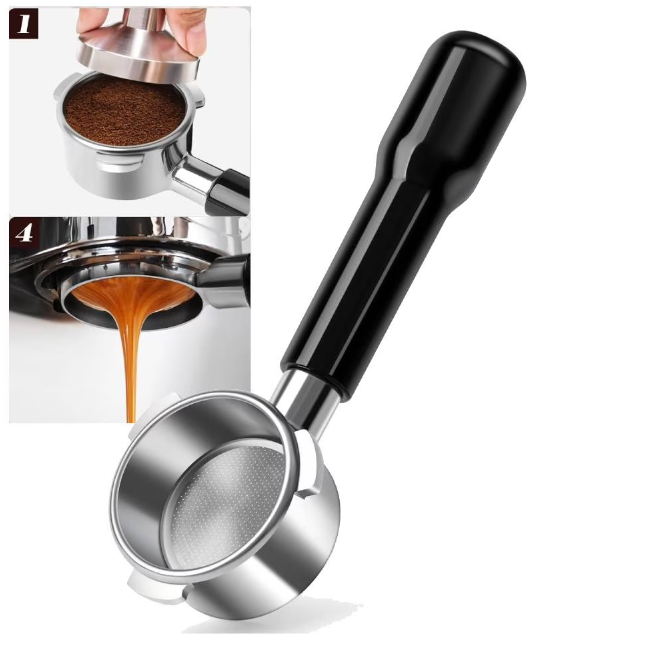 Kaffeezubehör 51-mm-portionsgriff Ohne Boden Universeller Portionsgriff Für Kaffeemaschinen, Mattschwarz