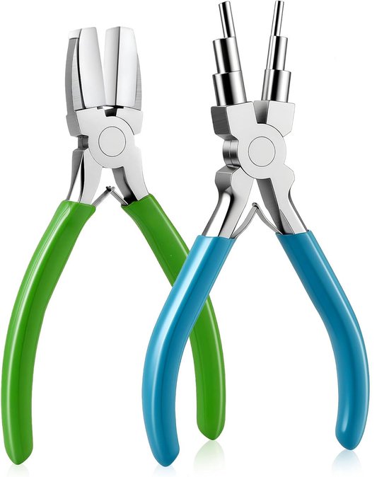 Zweiteiliges Schmuckzangen-set, Werkzeug Zur Schmuckherstellung, Zange Zur Anhängerherstellung, Nylonzange, Für Diy-bastelprojekte, Erhältlich In Blau, Grün Und Silber