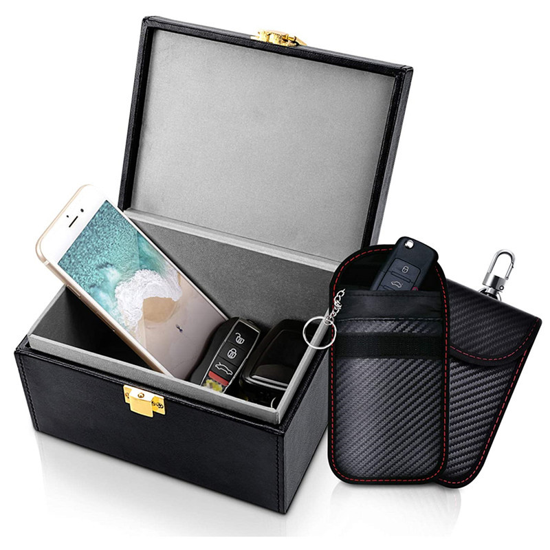 Faraday-box Und Tasche (2er-pack), Schlüsselsafe Für Schlüsselloses Zugangssystem, Diebstahlsicherung Mit Signalblockierung