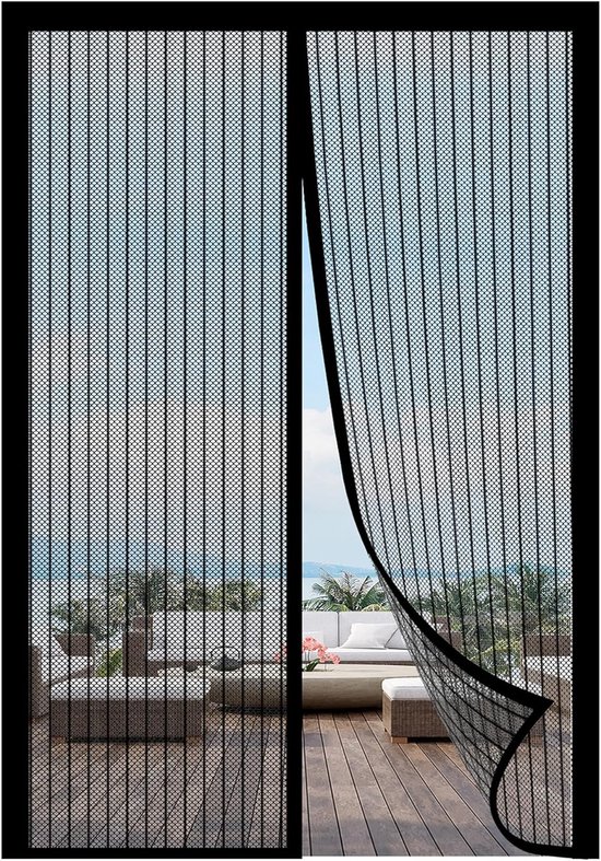 100 X 230 Cm Magnetischer, Schwarzer Premium-fliegenvorhang Aus Polyester.