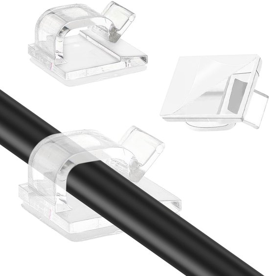 - 60er-pack Kabelclips, Selbstklebende Magnethalterungen, Transparent Weiß, Geeignet Für Den Einsatz Zu Hause, In Der Schule Und Im Büro Zur Kabelorganisation.