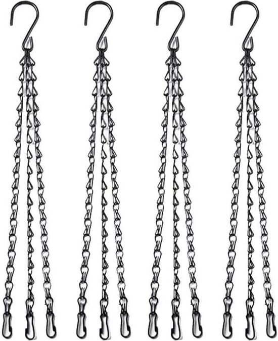 Hängekorbketten – Blumentopfaufhänger – Pflanzendekoration – Stabile Halterung – 4 Stück, 45,7 Cm (18 Zoll) – Schwarz