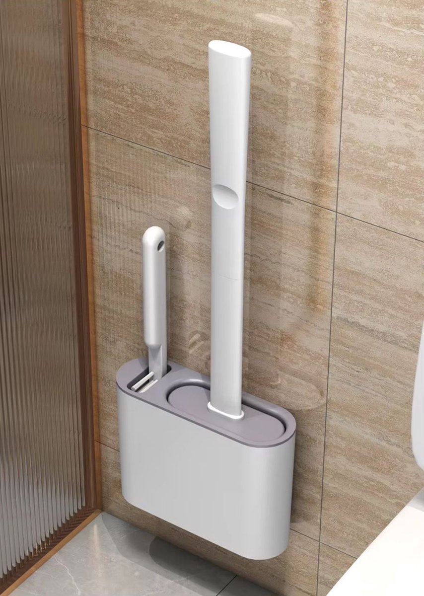Wc-bürste Mit Randreiniger Und Halterung – Freistehend Und Zur Wandmontage, Silikonbürste Für Hygienische Reinigung