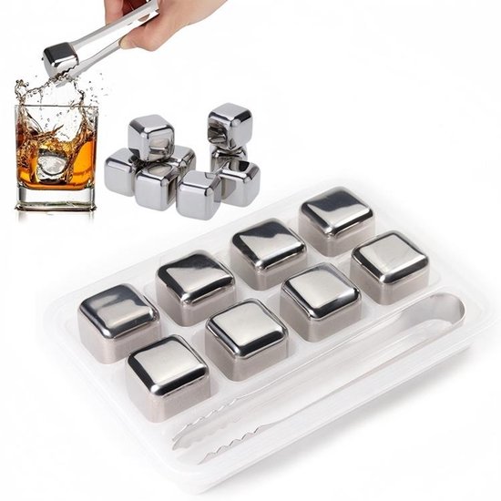 8er-packung Edelstahl-eiswürfel – Wiederverwendbare Edelstahl-eiswürfel, Geeignet Für Whisky Und Wein.