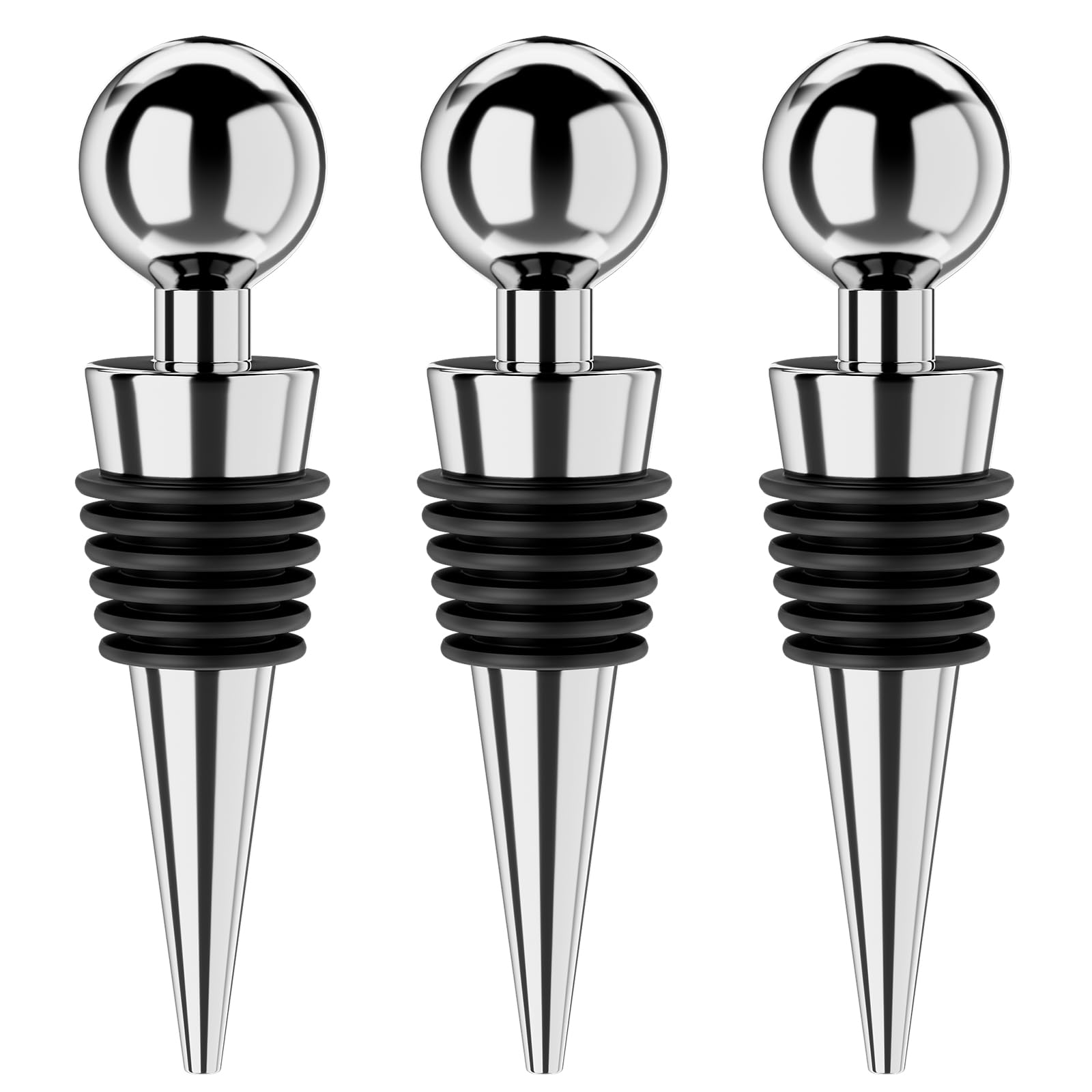 Weinflaschenverschlüsse, 3er-set Vakuum-weinflaschenverschlüsse, Wiederverwendbare Weinkorken, Auslaufsicher Für Frische Weine, Passend Für Standardflaschen (silber, 3er-pack)