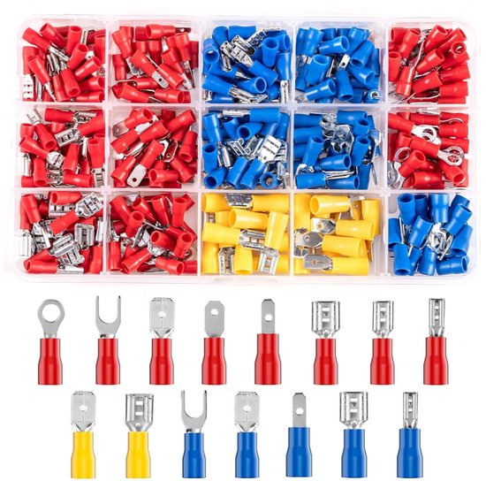280 Crimp-anschlüsse, 15 Arten Von Kabelklemmen, 0,5-6 Mm², Runde Und Flache Anschlüsse, Automobil, Motorrad, Elektrische Installationen.