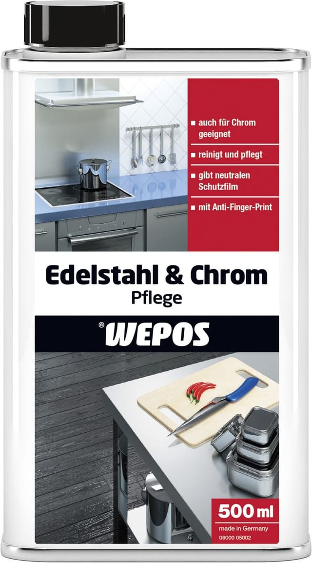 Wepos Edelstahl- und Chrompflege 500 ml Reiniger