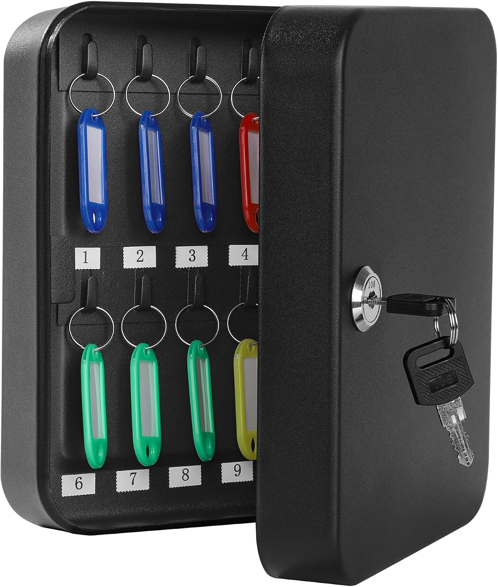 Wandmontierter Schlüsselschrank Mit Aufbewahrungsmöglichkeit Für Schlösser, 7,8 X 6,3 X 3,14 Zoll, Schwarz