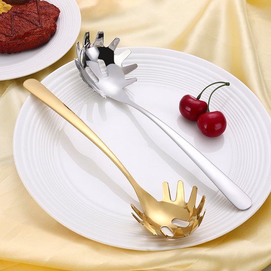 Goldener Pastalöffel/sieb Aus Edelstahl Für Heiße Töpfe