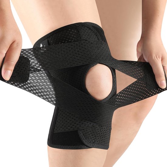 Atmungsaktive Kniebandage Aus Kompressionsmesh, Größe M – Verstellbare Gurte Und Seitliche Stabilisatoren – Sportbandage Zum Laufen