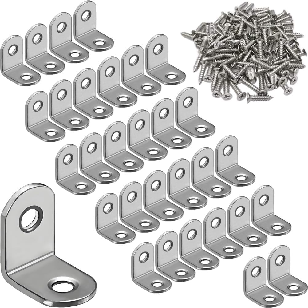30-teiliges Set L-förmiger Eckwinkel, 20 X 20 Mm Edelstahl-regalträger Für Holzregale
