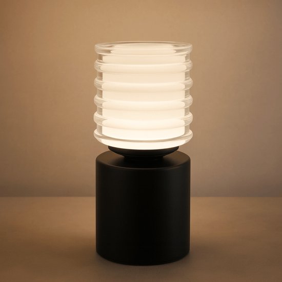 Kabellose, Wiederaufladbare Touch-led-nachttischlampe Mit Timer Für Schlafzimmer & Camping (schwarz)