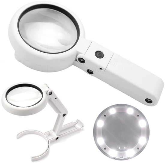 Wiederaufladbare, Faltbare Usb-lupe Mit 8 Leds (5x/11x)
